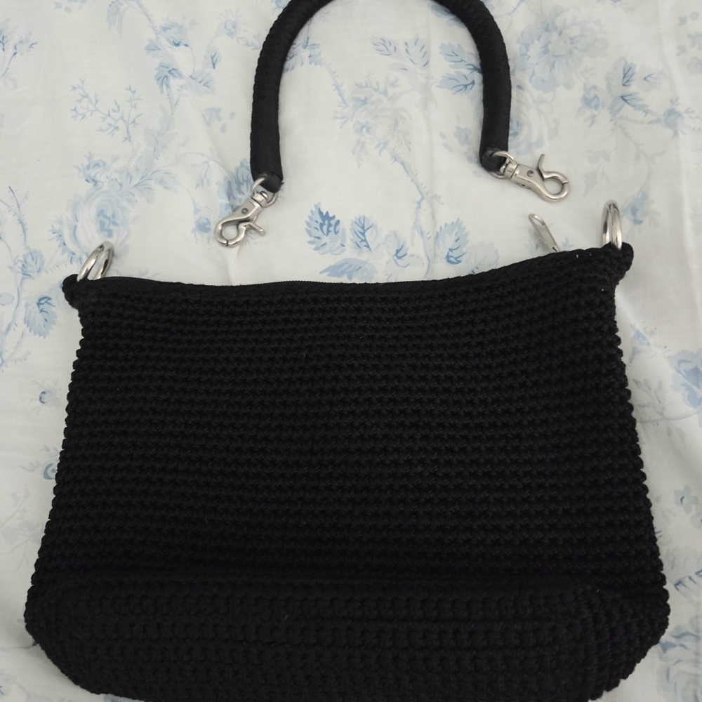Lina Black Crochet Hobo Shoulder Bag - Picture 4 of 4